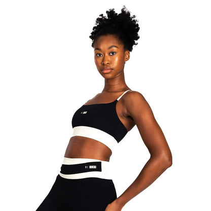 Black and Cream Sports Bra