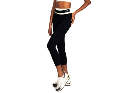 Black and Cream High-waist Leggings