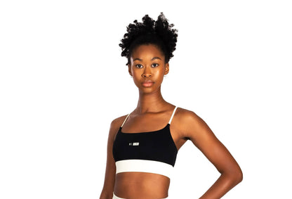 Black and Cream Sports Bra