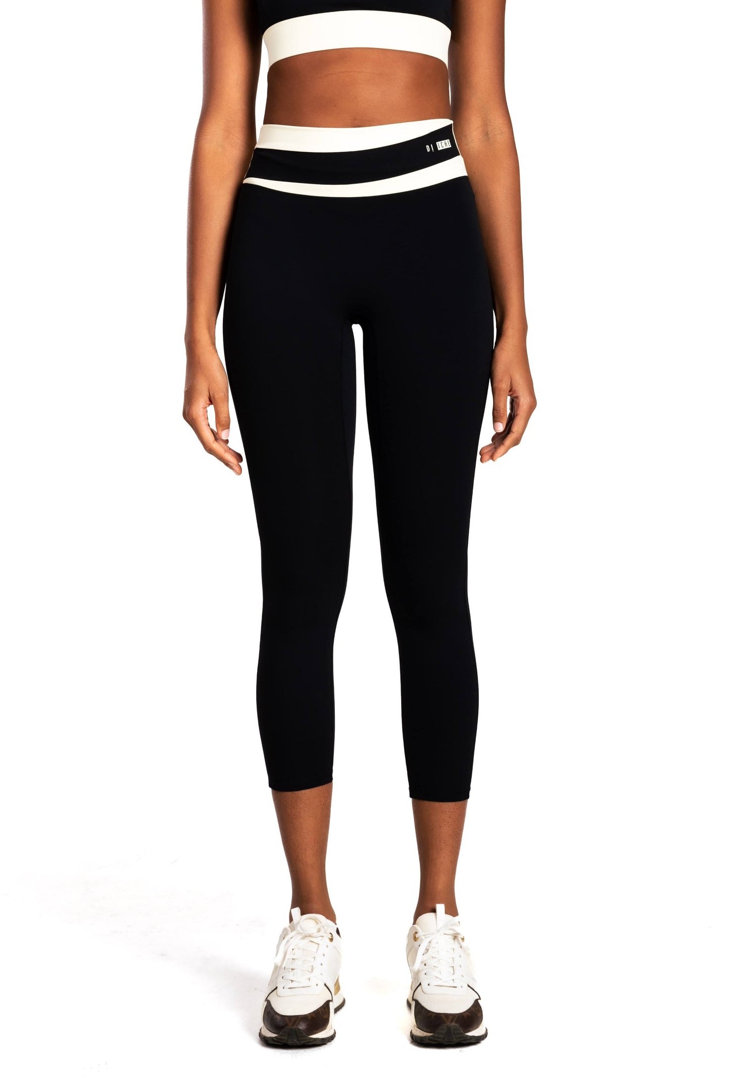 Black and Cream High-waist Leggings