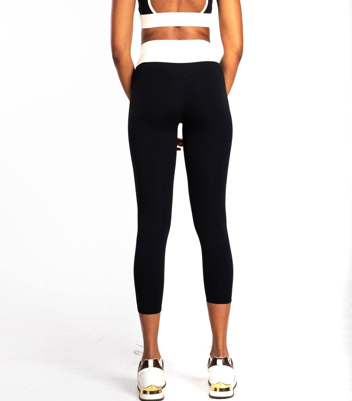 Black and Cream High-waist Leggings