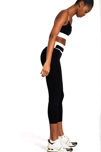 Black and Cream High-waist Leggings